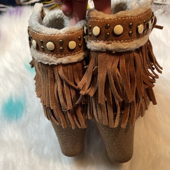 SAM EDELMAN KEMPER FRINGE SUEDE LEATHER ANKLE BOOTIES BOOTS WOMENS 6 - Picture 7 of 8